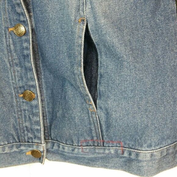 KIKIT Maurice Sasson Denim Shacket Jacket Size Small Ribbed Sleeve - Picture 7 of 10